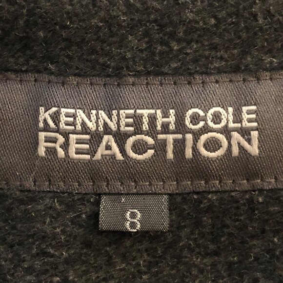 Kenneth Cole Reaction Size 8 Double Breasted Fitted Wool Blend Gray Jacket Coat - Picture 5 of 15